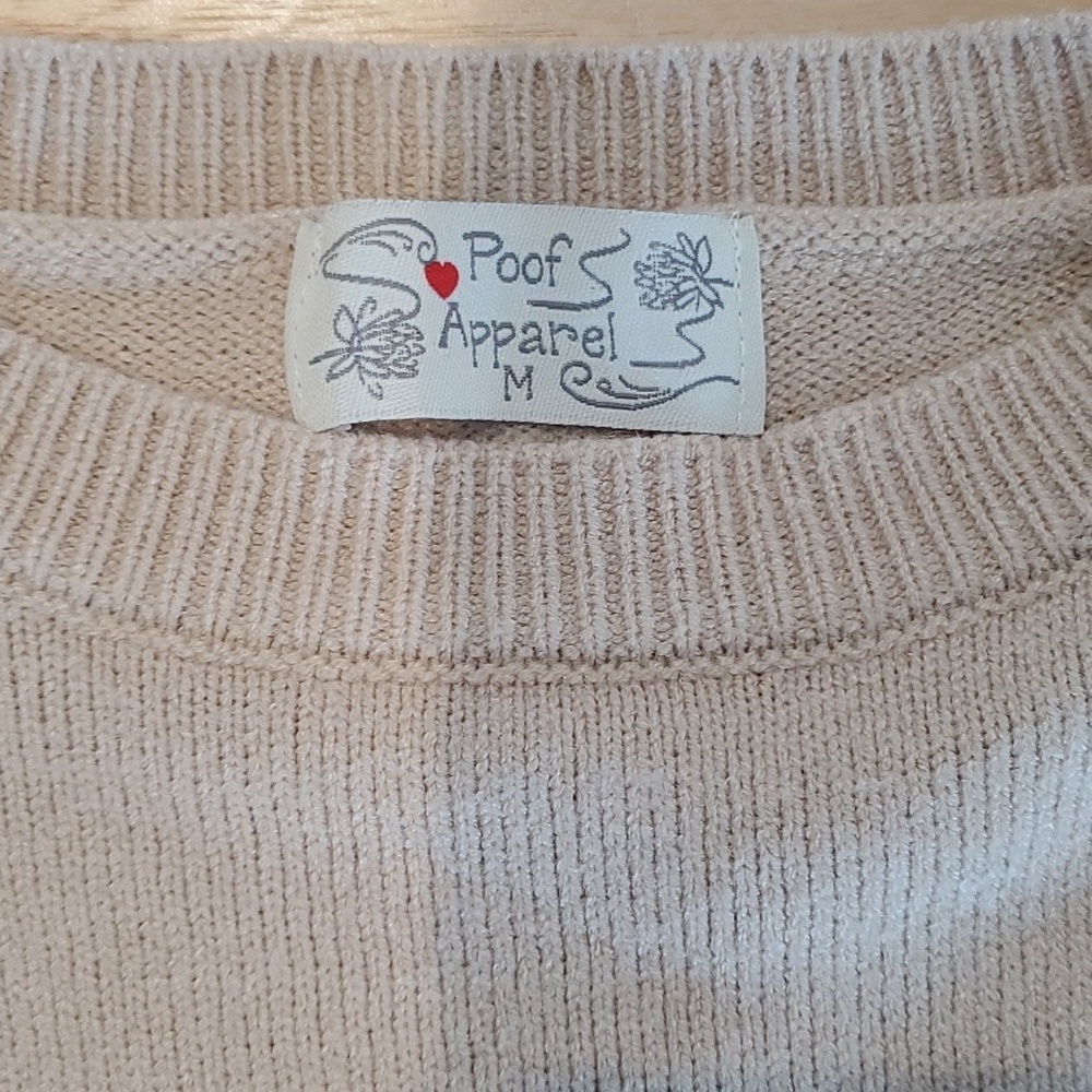 Poof Apparel Tan/Cream color block sweater. - Picture 2 of 4